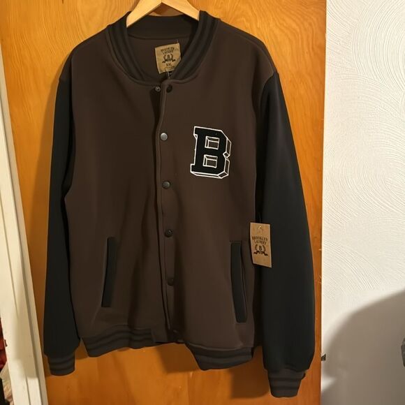 Varsity Jacket Mens XXL Brown Brooklyn Laundry Fleece - Picture 1 of 3